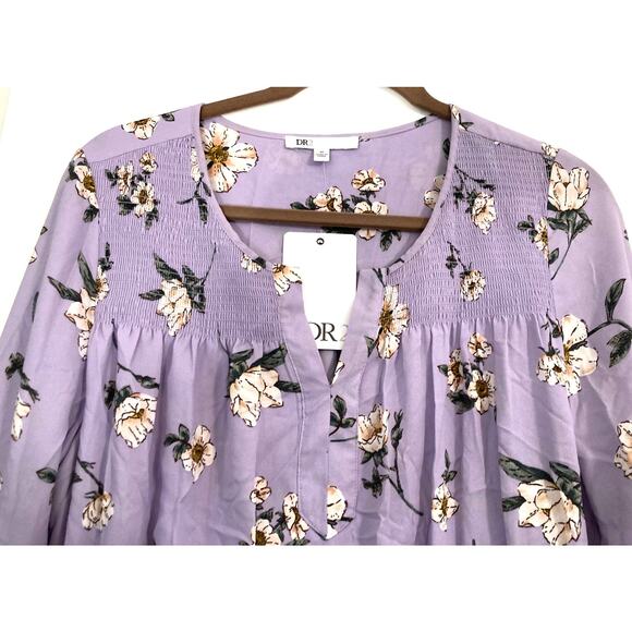 DR2 by Daniel Rainn Smocked 3/4 Sleeve Mini Dress Sz Medium in Lavender NWT - Picture 3 of 8